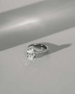 2.0 CT Oval Hidden Halo & Pave Moissanite Engagement Ring