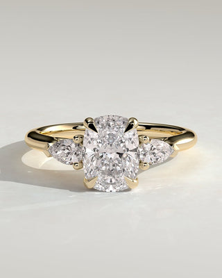 2 CT Elongated Cushion Cut Three Stones Moissanite Diamond Engagement Ring