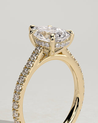 2 CT Pear Cut Pave & Hidden Halo Moissanite Diamond Engagement Ring