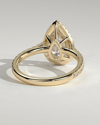 2 CT Pear Cut Halo and Pave Moissanite Diamond Engagement Ring