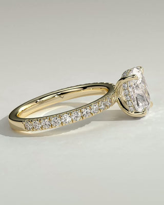 2.0 CT Elongated Cushion Hidden Halo & Pave Moissanite Engagement Ring