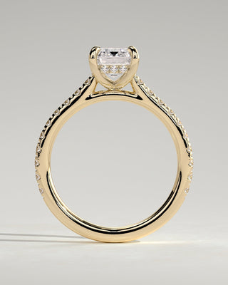 2.0 CT Emerald Pave & Hidden Halo Moissanite Engagement Ring
