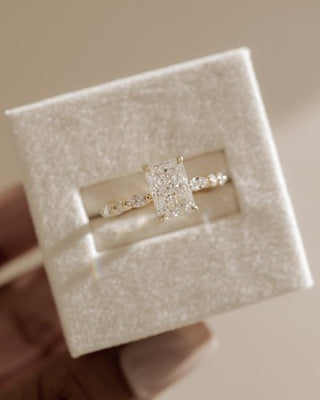 2.0 CT Radiant Pave & Hidden Halo Moissanite Engagement Ring
