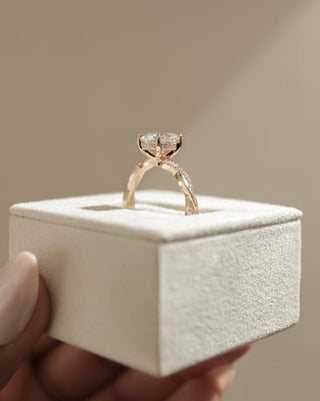 2.0 CT Oval Criss Cross Pave Moissanite Engagement Ring