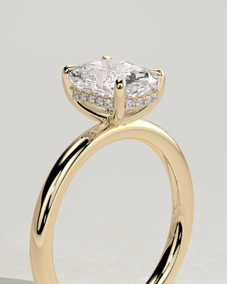 2.0 CT Elongated Cushion Hidden Halo Moissanite Engagement Ring