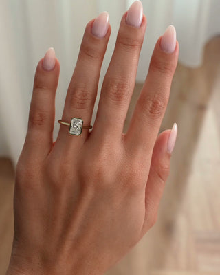 2 CT Radiant Solitaire & Bezel Moissanite Engagement Ring