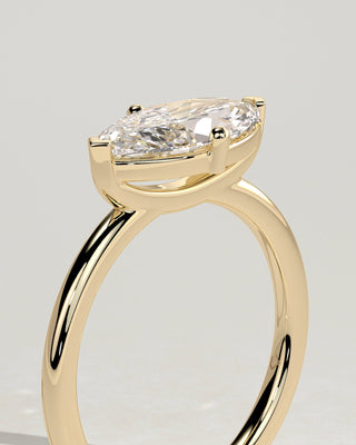 2.0 CT Marquise East-West Solitaire Moissanite Engagement Ring