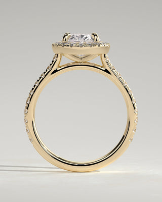 2 CT Oval Cut Halo and Pave Moissanite Diamond Engagement Ring