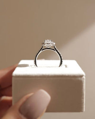 2 CT Oval Cut Halo and Pave Moissanite Diamond Engagement Ring