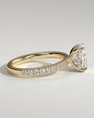 2.0 CT Elongated Cushion Hidden Halo & Pave Moissanite Engagement Ring