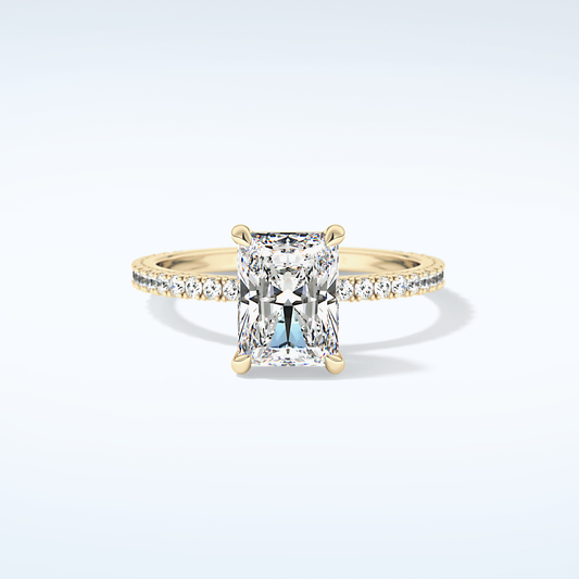 2.0 CT Radiant Cut Pave Moissanite Engagement Ring