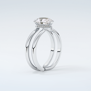 2.0 CT Pear Cut Double Shank Style Moissanite Engagement Ring 18