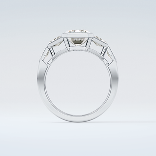 2.0 CT Emerald Cut Cluster Style Moissanite Engagement Ring 14