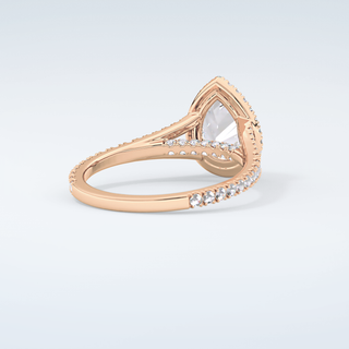 2.0 CT Pear Cut Halo & Pave Split Shank Moissanite Engagement Ring 9