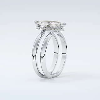 2.0 CT Marquise Cut Double Shank Style Moissanite Engagement Ring 18