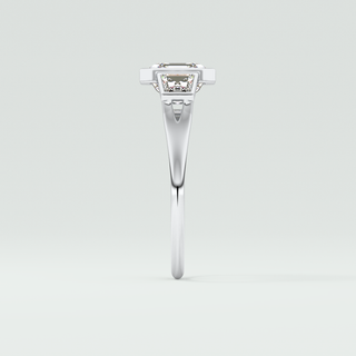1.5 CT Asscher Cut Three Stone Bezel Moissanite Engagement Ring 17