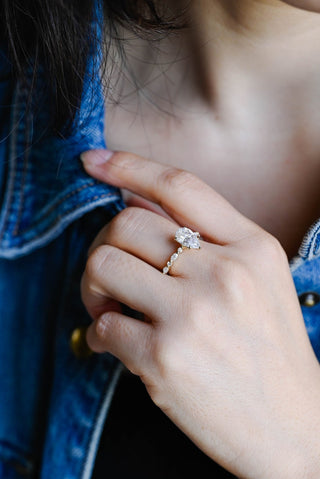 Stunning 1.0 - 2.0 CT Pear Moissanite Engagement Ring with Half Pave Design 2