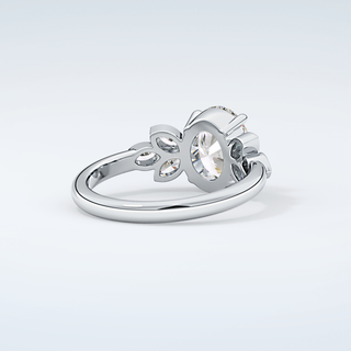 1.25 CT  Oval Cut Cluster Style Moissanite Engagement Ring 15