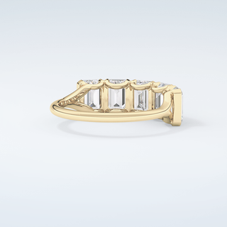 2.5 TCW Emerald Shaped Moissanite Wedding Band 3