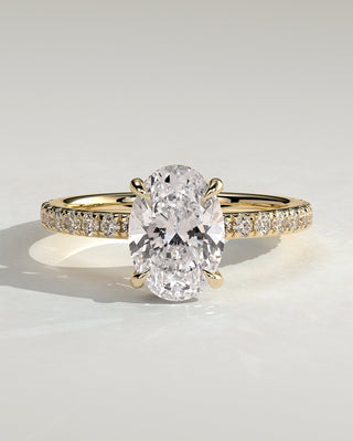 Round Halo, Pave & Split Shank Engagement Ring – 1.93 CT Lab Grown Diamond