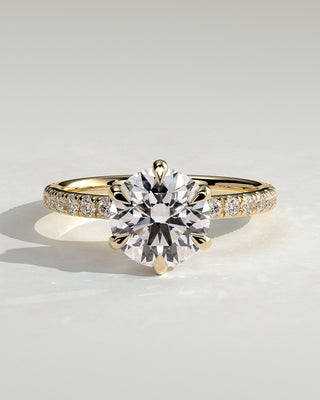 Round Halo, Pave & Split Shank Engagement Ring – 1.93 CT Lab Grown Diamond