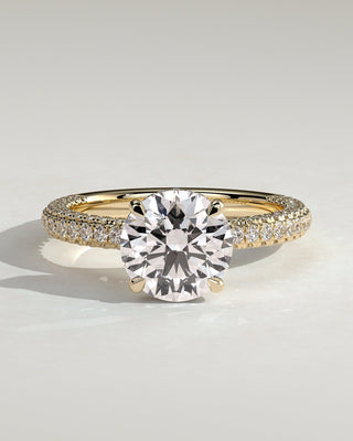 Round Halo, Pave & Split Shank Engagement Ring – 1.93 CT Lab Grown Diamond