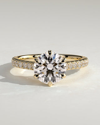 Round Halo, Pave & Split Shank Engagement Ring – 1.93 CT Lab Grown Diamond