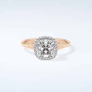 2.0 CT Cushion Cut Halo Split Shank Moissanite Engagement Ring 7