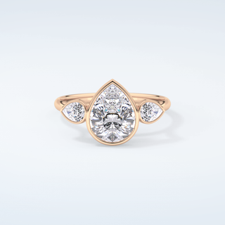1.5 CT Pear Cut Three Stone Bezel Moissanite Engagement Ring 7
