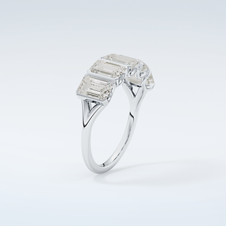 2.5 TCW Emerald Shaped Moissanite Wedding Band 18