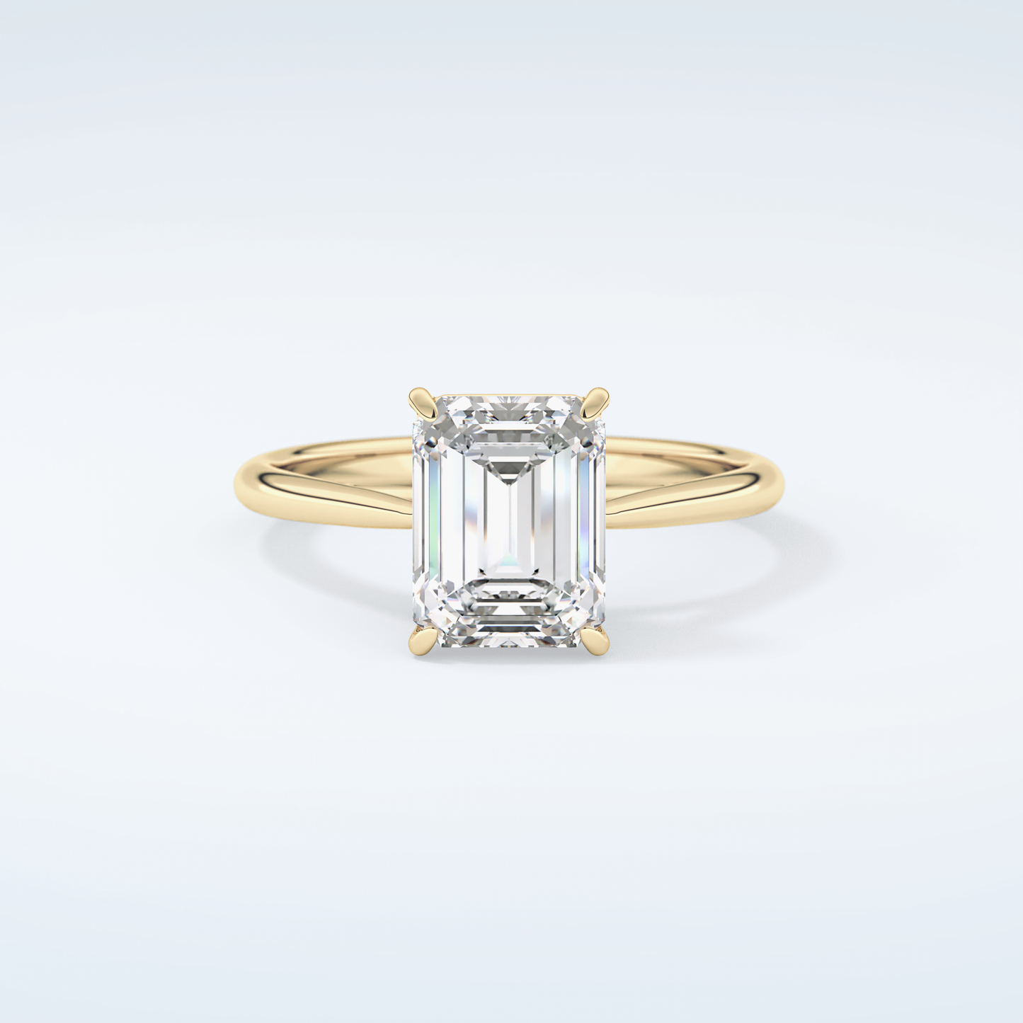 2.0 CT Emerald Cut Solitaire Moissanite Engagement Ring