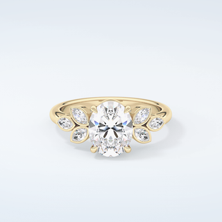 1.25 CT  Oval Cut Cluster Style Moissanite Engagement Ring 1