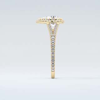 2.0 CT Pear Cut Halo & Pave Split Shank Moissanite Engagement Ring 5