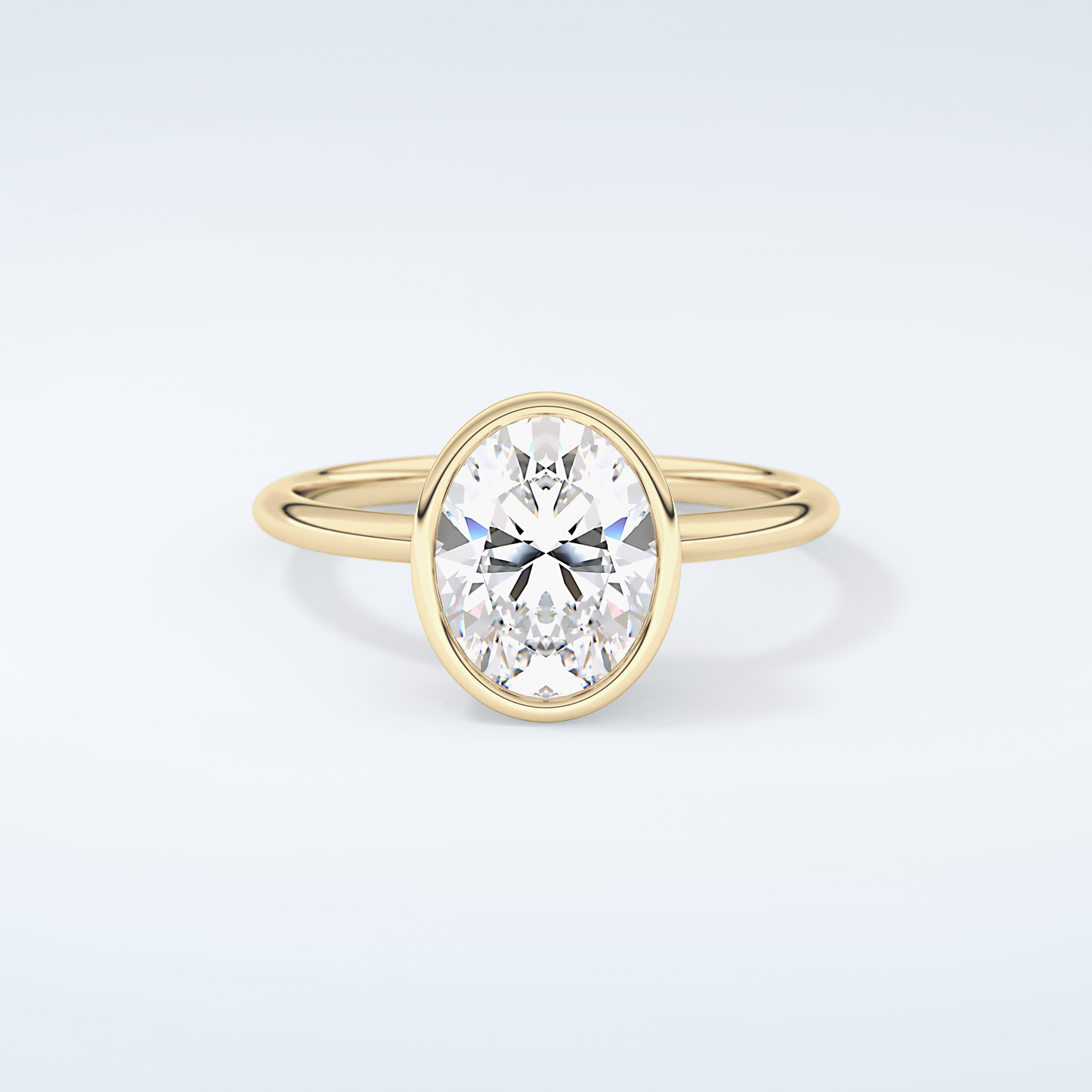 1.5 CT Oval Cut Bezel Style Moissanite Engagement Ring