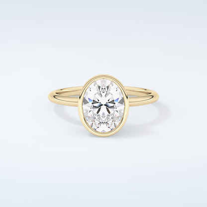 1.5 CT Oval Cut Bezel Style Moissanite Engagement Ring