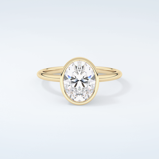 1.5 CT Oval Cut Bezel Style Moissanite Engagement Ring