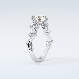 1.5 CT  Round Cut Twig Style Moissanite Engagement Ring 18