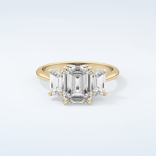 2.0 CT Emerald Cut Three Stone Moissanite Engagement Ring 1