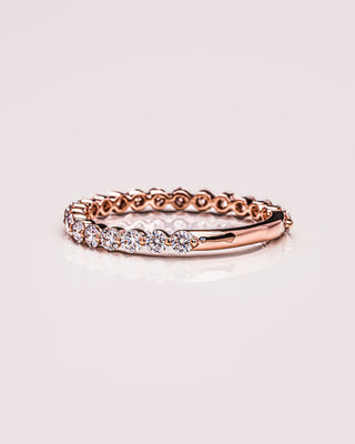 0.88 TCW Round Cut Half Eternity Moissanite Wedding Band
