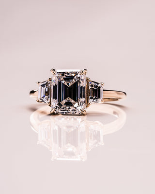 0.66 CT Emerald Cut Three Stones Moissanite Engagement Ring