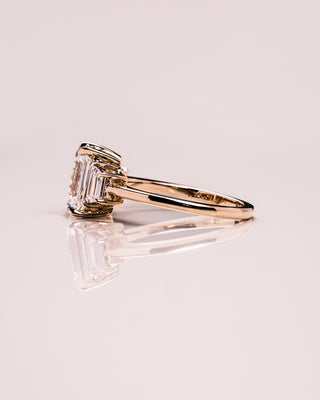 0.66 CT Emerald Cut Three Stones Moissanite Engagement Ring