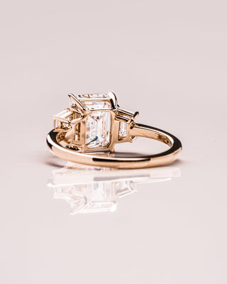 0.66 CT Emerald Cut Three Stones Moissanite Engagement Ring