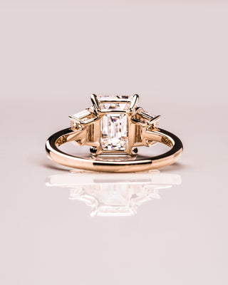 0.66 CT Emerald Cut Three Stones Moissanite Engagement Ring