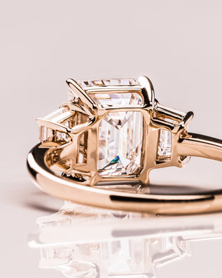 0.66 CT Emerald Cut Three Stones Moissanite Engagement Ring