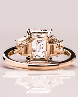 0.66 CT Emerald Cut Three Stones Moissanite Engagement Ring