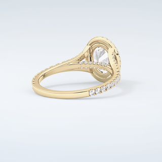 2.0 CT Oval Cut Halo & Pave Split Shank Moissanite Engagement Ring 3