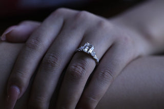 Stunning 1.0 - 2.0 CT Asscher Moissanite Engagement Ring With Twisted Pave Design 4