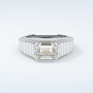 1.5 CT Emerald Cut Solitaire Bezel Moissanite Engagement Ring 13