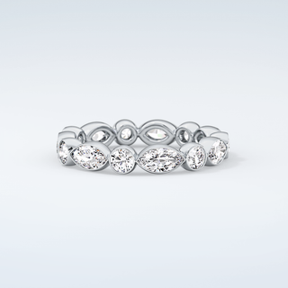 0.98 TCW Round & Marquise Shaped Moissanite Wedding Band 16