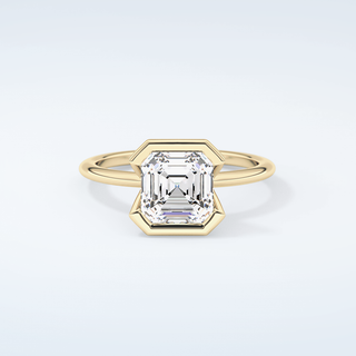 2.0 CT Asscher Cut Half Bezel Moissanite Engagement Ring 1